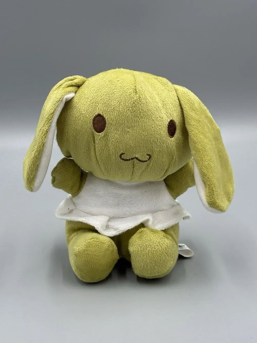 Olive Green Rabbit White Dress Plush 7” Stuffed Animal